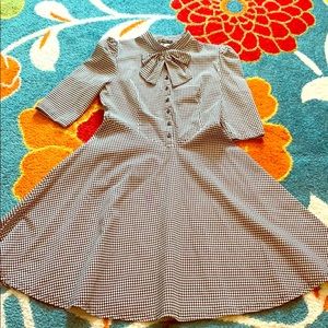 Miusol Black White Gingham Retro Dress Stretchy EUC XL